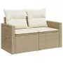 Divano da Giardino con Cuscini a 2 Posti Beige in Polyrattan