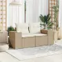 Divano da Giardino con Cuscini a 2 Posti Beige in Polyrattan