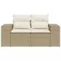 Divano da Giardino con Cuscini a 2 Posti Beige in Polyrattan