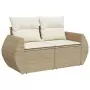 Divano da Giardino con Cuscini a 2 Posti Beige in Polyrattan