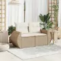 Divano da Giardino con Cuscini a 2 Posti Beige in Polyrattan