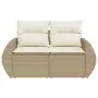 Divano da Giardino con Cuscini a 2 Posti Beige in Polyrattan