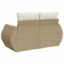 Divano da Giardino con Cuscini a 2 Posti Beige in Polyrattan