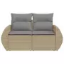 Divano da Giardino con Cuscini a 2 Posti Beige in Polyrattan