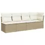 Divano da Giardino con Cuscini a 4 Posti Beige in Polyrattan