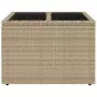 Tavolo da Giardino Piano in Vetro Beige 55x55x37 cm Polyrattan