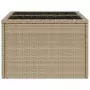 Tavolo da Giardino Piano in Vetro Beige 55x55x37 cm Polyrattan