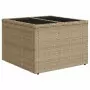 Tavolo da Giardino Piano in Vetro Beige 55x55x37 cm Polyrattan