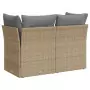 Divano da Giardino con Cuscini a 2 Posti Beige in Polyrattan