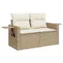 Divano da Giardino con Cuscini a 2 Posti Beige in Polyrattan