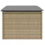 Sgabello Giardino con Cuscino Beige 55x55x37 cm in Polyrattan