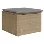 Sgabello Giardino con Cuscino Beige 55x55x37 cm in Polyrattan