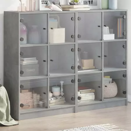 Libreria Ante Grigio Cemento 136x37x109 cm in Legno Multistrato