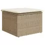 Sgabello Giardino con Cuscino Beige 55x55x37 cm in Polyrattan