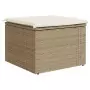 Sgabello Giardino con Cuscino Beige 55x55x37 cm in Polyrattan