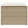 Sgabello Giardino con Cuscino Beige 55x55x37 cm in Polyrattan