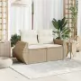 Divano da Giardino con Cuscini a 2 Posti Beige in Polyrattan