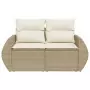 Divano da Giardino con Cuscini a 2 Posti Beige in Polyrattan