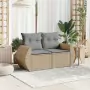 Divano da Giardino con Cuscini a 2 Posti Beige in Polyrattan