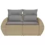 Divano da Giardino con Cuscini a 2 Posti Beige in Polyrattan