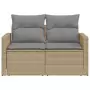 Divano da Giardino con Cuscini a 2 Posti Beige in Polyrattan