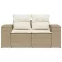 Divano da Giardino con Cuscini a 2 Posti Beige in Polyrattan