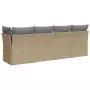 Divano da Giardino con Cuscini a 4 Posti Beige in Polyrattan