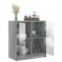 Mobile con Ante in Vetro Grigio Sonoma 68x37x75,5 cm