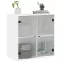 Mobile a Muro con Ante in Vetro Bianco 68x37x68,5 cm