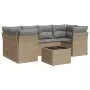 Set Divani da Giardino 7 pz con Cuscini Beige in Polyrattan