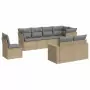 Set Divano da Giardino 8 pz con Cuscini Beige in Polyrattan