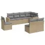 Set Divano da Giardino 8 pz con Cuscini Beige in Polyrattan