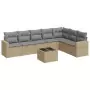 Set Divano da Giardino 8 pz con Cuscini Beige in Polyrattan