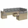 Set Divani da Giardino 11 pz con Cuscini Beige in Polyrattan