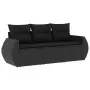 Set Divani da Giardino 3 pz con Cuscini in Polyrattan Nero