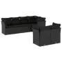 Set Divani da Giardino con Cuscini 7pz Nero Polyrattan