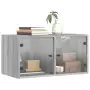 Mobili a Muro con Ante in Vetro 2pz Grigio Sonoma 68,5x37x35 cm