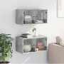 Mobili a Muro con Ante in Vetro 2pz Grigio Cemento 68,5x37x35cm