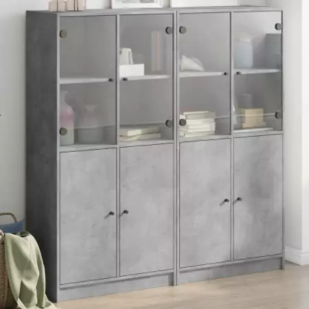 Libreria Ante Grigio Cemento 136x37x142 cm in Legno Multistrato