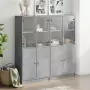 Libreria Ante Grigio Cemento 136x37x142 cm in Legno Multistrato