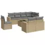 Set Divano da Giardino 9 pz con Cuscini Beige in Polyrattan