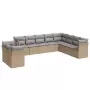 Set Divano da Giardino 10 pz con Cuscini Beige in Polyrattan