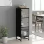 Credenza con Ante in Vetro Nera 35x37x120 cm