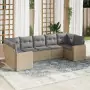 Set Divani da Giardino 7 pz con Cuscini Beige in Polyrattan