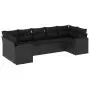 Set Divani da Giardino con Cuscini 7pz Nero Polyrattan