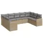 Set Divano da Giardino 9 pz con Cuscini Beige in Polyrattan