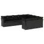 Set Divani da Giardino 10pz con Cuscini in Polyrattan Nero