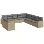 Set Divani da Giardino 11 pz con Cuscini Beige in Polyrattan