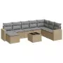 Set Divano da Giardino 9 pz con Cuscini Beige in Polyrattan