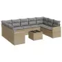 Set Divano da Giardino 10 pz con Cuscini Beige in Polyrattan